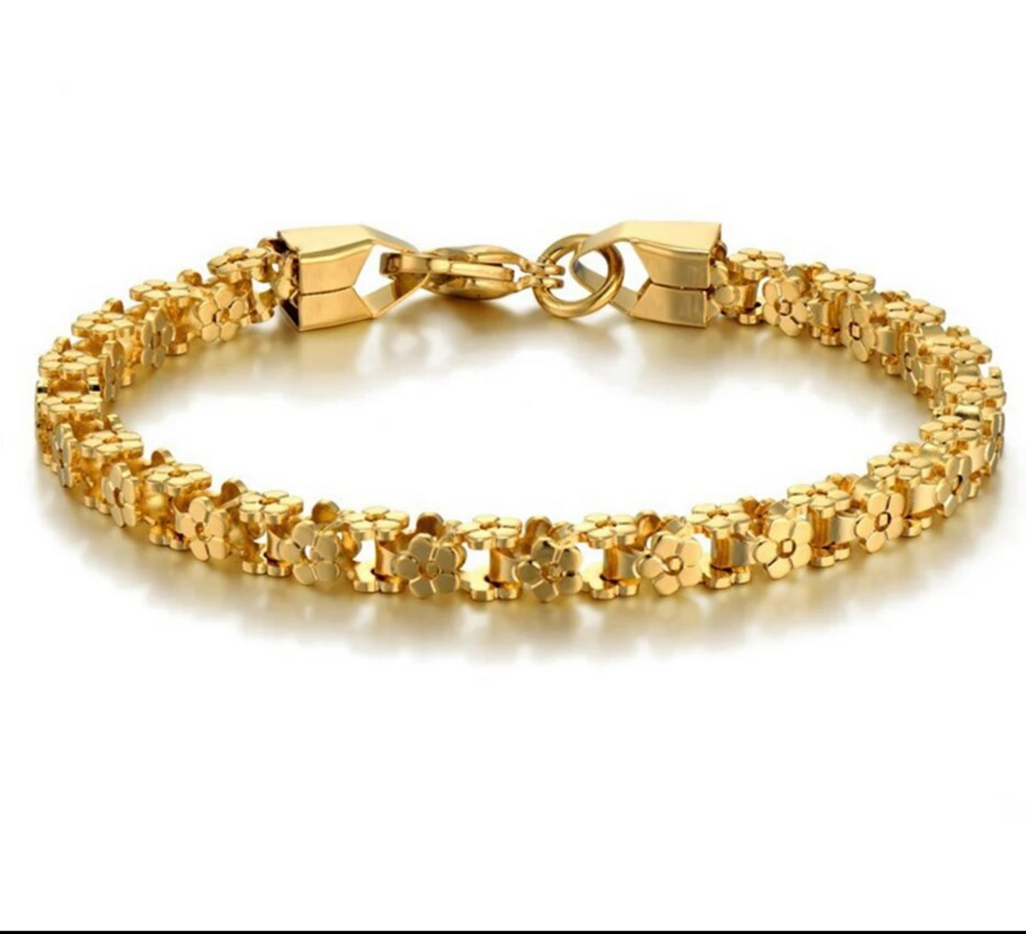 Flower Bicycle Chain Bracelet 18k Gold Plated